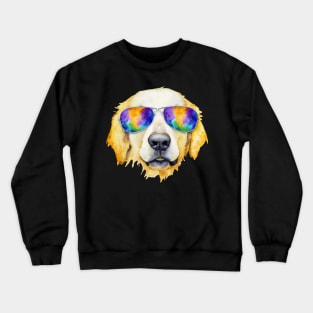 Golden Retriever Wearing Glasses Crewneck Sweatshirt